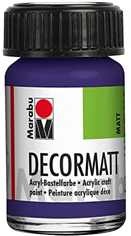Marabu 14010039051 - Decormatt Acryl Violett dunkel 051, 15 ml, samtmatte Acrylfarbe auf Wasserbasis, cremig und farbintensiv, speichelfest, wetterfest, zum freien Malen und Schablonieren