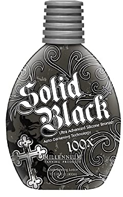 Millennium Tanning SOLID BLACK 100X Dark Tanning Lotion Indoor Outdoor Tan Enhancing Silicone Bronzer Tanning Bed Lotion 13.5 Fl oz (400 ml)