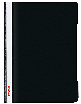 Herlitz Schnellhefter A4 - Quality, Polypropylen-Folie, Glasklar mit Beschriftungsstreifen, schwarz 1 Stück, 11317096