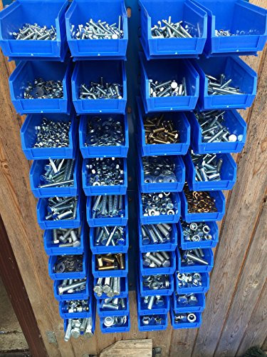30kg M6,M8,M10,M12,M14,M16 & M20 Nut, Bolt and Washer Assortment (8.8 Grade) with 40 Lin Bins and Wallplates, 3000+ Pieces,
