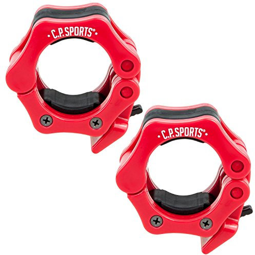 C.P.Sports Schnellspann Verschluß ROT 50mm Ø Hantelstangen, 1 Paar Klemmverschluß, Hantelverschluß