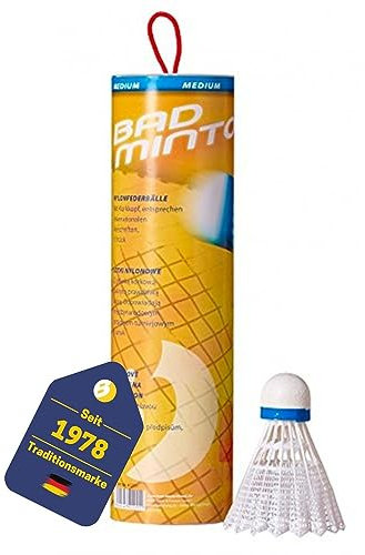 BEST SPORTING Badminton Bälle Set – 6er Federbälle aus Nylon oder echten Federn – Medium, Fast oder Turnierqualität mit Korkkopf (Medium)