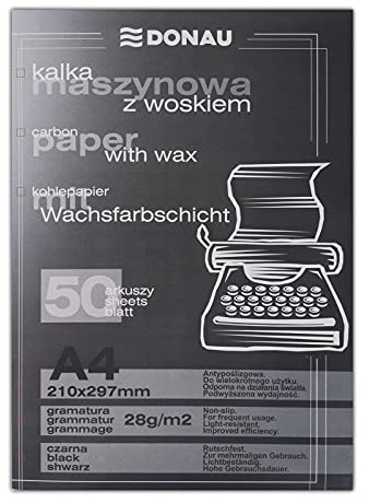DONAU 1922950PL-01 Kohlepapier mit Wachsfarbschicht, A4, 50 Blätter, schwarz