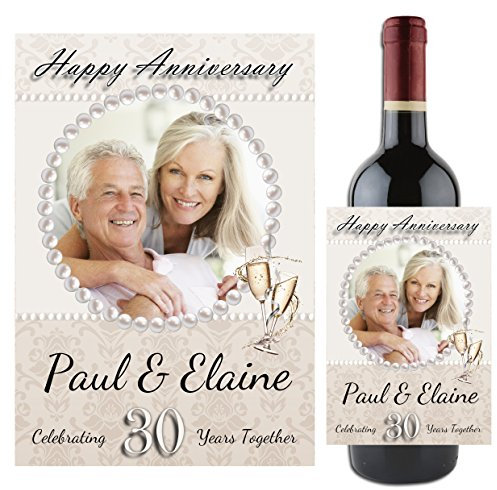 Personalised Pearl 30th Wedding Anniversary Wine/Champagne Bottle Photo Label Gift Present Idea N91