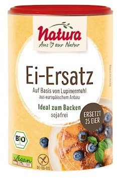Natura Bio Ei-Ersatz – 175 g – pflanzliche Alternative zu Ei – auf Basis von Lupinenmehl – vegan – Ei-Ersatz-Pulver zum Kochen und Backen