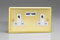 Varilight 2 Gang, 13 Amp Unswitched Socket with 2 Optimised USB Charging Ports, White Insert. Classic Victorian Polished Brass Effect