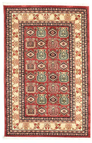 RugVista, Kazak Simav, Teppich, Mittelflor, 200 x 180 cm, Rechteckiger, Orientalischer Teppich, Oeko-Tex Standard 100, Polypropylene, Flur, Schlafzimmer, Küche, Wohnzimmer, Rot/Rost, Dunkelrot