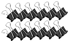 MAUL Foldback Klemmer schwarz 12er Pack Metallclips 19 mm | starker Halt für Unterlagen, kompakt für Büro Schule Zuhause, aufhängbar für flexible Ordnung, robuster Federstahl