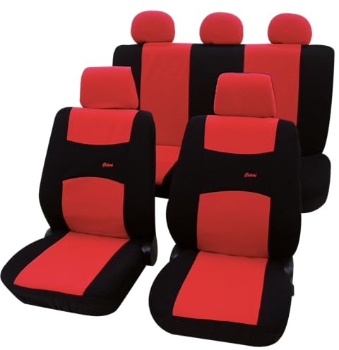 PETEX Auto Sitzbezüge Universal Komplett Set 11-teilig - Colori rot, Eco Class mit SAB 1 Vario