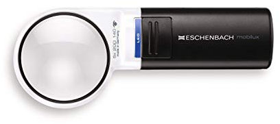 Eschenbach Optik Lupe Handlupe mit LED-Beleuchtung mobiluxLED Vergrößerung: 4x Linsengröße: (Ø) 60mm