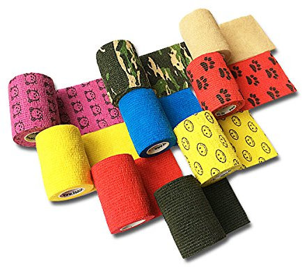 LisaCare Fixierbinde 7,5cm x 4,5m | 9er-Set mit Motiven & Farben | Kohäsive Bandage | Wundverband | Pflasterverband | elastisch, dehnbar, selbsthaftend, ohne Kleber