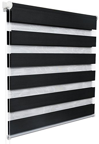 WOLTU Store Enrouleur Jour Nuit sans Perçage, Montage avec Clips, Rideau Translucide et Occultant en Double Tissu, Protection Vie Privée, pour Fenêtre ou Porte, 70l x 150L cm, Anthracite