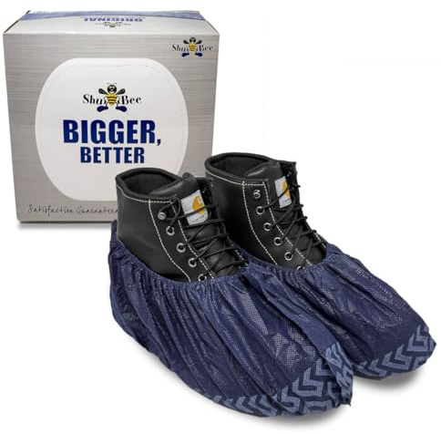 ShuBee Original Disposable, Extra-Large Boot and Shoe Covers, Thicker & Stronger, Durable Protection for Floors, Dark Blue - 50 Pairs