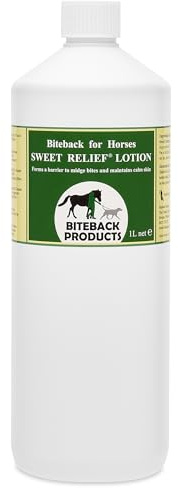 Biteback Products 'Sweet Relief'® Midge Barrier Lotion REFILL for Itchy Horses - Benzyl Benzoate Formula, Soothes the Itch Cycle, Moisturises & Supports Hair Regrowth - 1000ml | Benzyl Benzoate For Horses, Midge Lotion Refill, Soothes The Itch Cycle, Supports Natural Conditions For Hair Regrowth