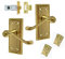 Georgian Brass Lever Latch Door Handles +3 Hinges and 64mm Latch