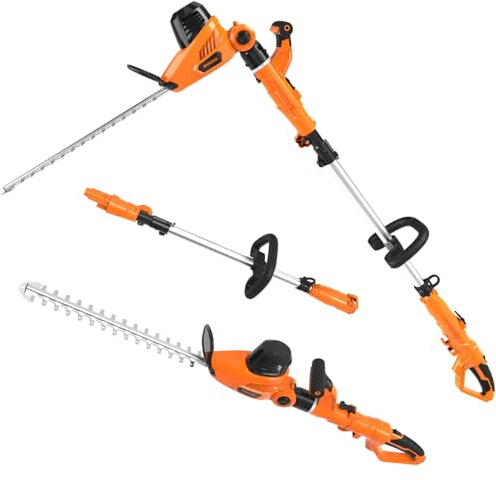 GARCARE 2 in 1 Electric Pole Hedge Trimmer 18 inch Dual-Action Laser Cut