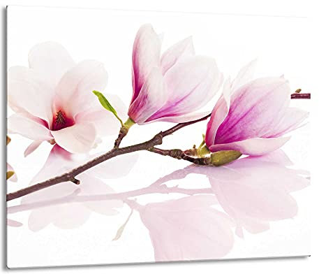 Gsmarkt Herdabdeckplatte Schneidebrett 60x52 Glasbild Blume