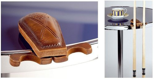 Transportabler Billard Queuehalter aus Leder für 2 Queues