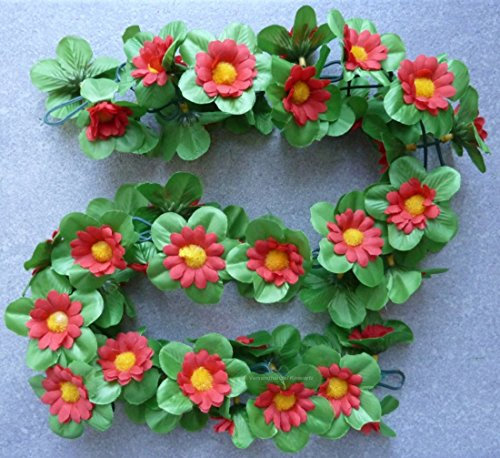 CBK-MS® 1 Blumengirlande Sonnenblumen rot ~ ca. 120 cm ~ zum verschönern Ihres Fahrrades oder Ihrer Wohnung