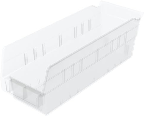 Akro-Mils 30120 Plastic Shelf Bins, Heavy Duty Storage Bins for Garage, Closet, and Drawer Organization, 30.48 cm x 10.16 cm x 10.16 cm, Clear, 24-Pack