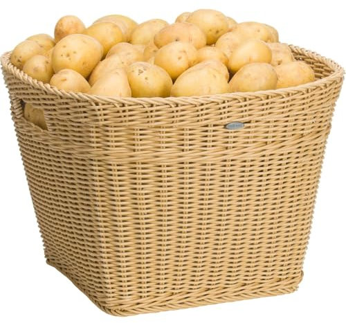 Saleen Mehrzweck-Korb mit seitlichen Grifföffnungen, Gastrotauglich, Quadratisch, 39 x 39 x 28,5 cm, Kunststofffaser, Hellbeige, 02061030101