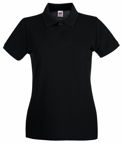 Fruit of the Loom Ladies Lady-Fit Premium Short Sleeve Polo Shirt (M) (Black)