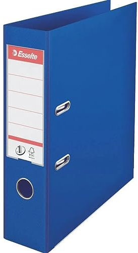 Esselte, N°1 Power, Pack de 5 Classeurs à levier, Bleu, Dos 75mm, A4, PP, 162550