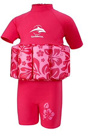 Konfidence Kinder Floatsuit T-Shirt Style Float Suit Hibiskus, 1-2 Jahre, Pink Hibiscus