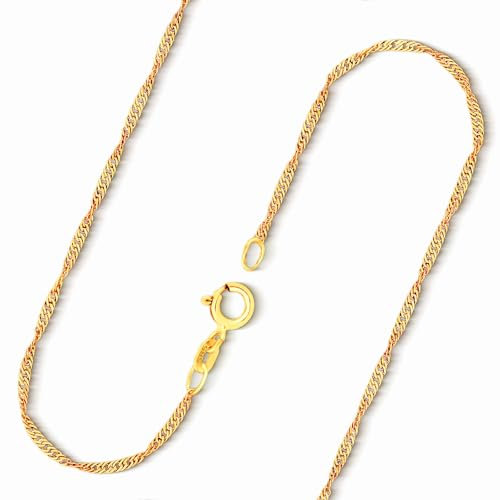 EDELIND Goldkette, Singapurkette Gelbgold 585/14 K, Länge 50 cm, Breite 1.4 mm, Gewicht ca. 1.8 g., NEU
