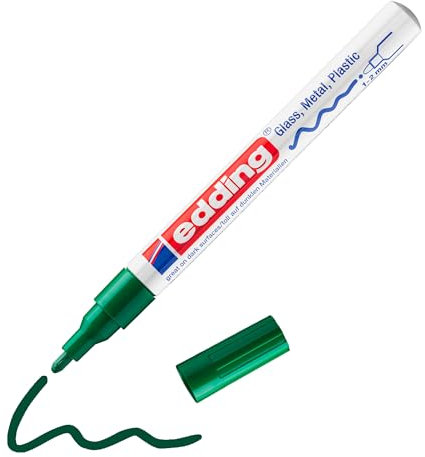edding 751 Glanzlackmarker - grün - 1 Lackmarker - Rundspitze 1-2 mm - Lackstift für Glas, Stein, Holz, Kunststoff und Papier - wasserfest, stark deckend