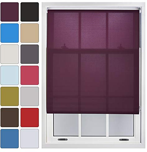 FURNISHED Blinds Window Custom Made to Measure Daylight Roller Blinds - Sheer Non-blackout Blind Opaque Fabric Shades Easy Fit Window Blinds, Purple up to 240W x 165H cm