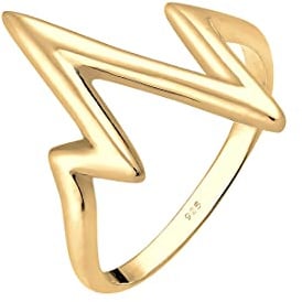 Elli Damen-Ring Geo Zick-Zack Silber vergoldet 0612451415