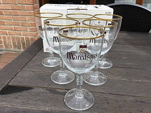 maredsous Lot de 6 Verre a Biere 33cl 33 cl Neuf Bord doré