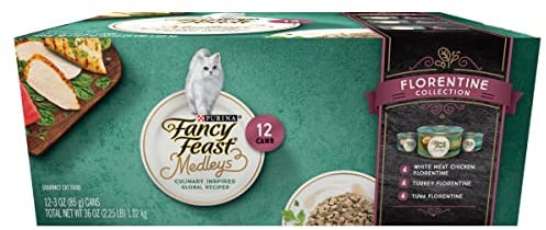 Purina Fancy Feast Wet Cat Food Medleys Florentine Wet Cat Food Variety Pack - (2 Packs of 12) 3 oz. Cans