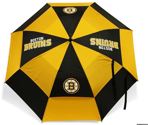 Team Golf NHL Boston Bruins Golf Umbrella 62 Golf Umbrella with Protective Sheath, Double Canopy Wind Protection Design, Auto Open Button