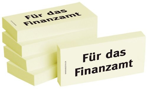 Bedruckte Haftnotizen - Text: Für das Finanzamt Ausführung Für das Finanzamt Größe (B x H) 75 x 35 mm Inhalt 5 x 100 Blatt