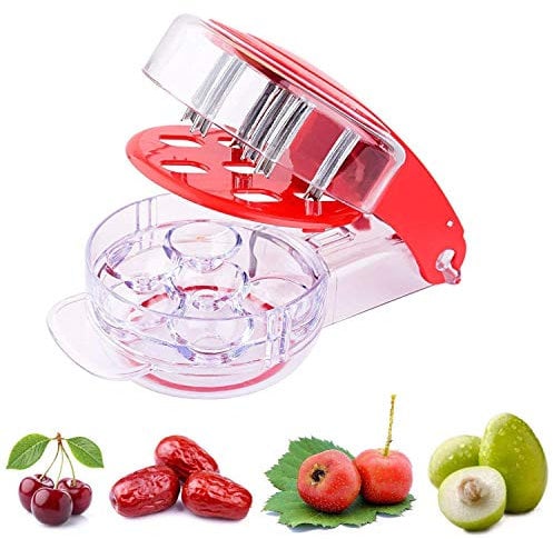 eoocvt Kitchen Gadget Stainless Steel Zigzag Blades Cherry Pitter - 6 Cherries