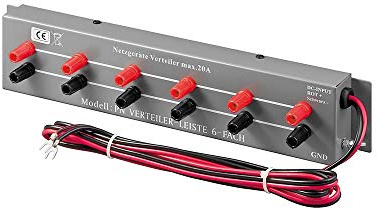 Goobay 20344 Labornetzgeräte Verteilerleiste 6-fach Anschuss für Verbraucher an Netzteil, Maximale Ausgangsstromstärke 20A, Betriebsspannung 13,8 V (AC), Kabellänge 2 Meter