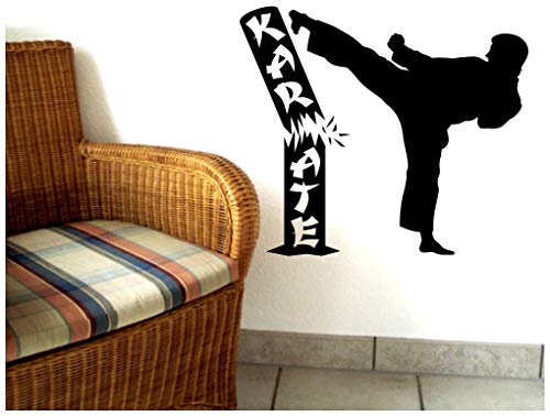 Samunshi® Wandtattoo Karate Karatekämpfer 110 x 95cm schwarz