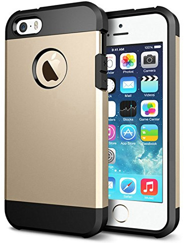 TechExpert iPhone 5C Hülle Schwerschutz Gold Doppelte Schutzschicht & Extrem Hoher Fallschutz Schutzhülle
