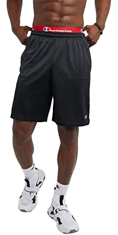 Champion Herren Shorts Lange Netz-shorts mit Taschen, Schwarz, M