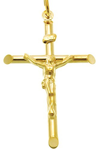 Alexander Castle Groß Solide 9ct 375 Gold Kruzifix Halskette Anhänger für Frauen & Männer - 42mm x 28mm - Kreuz Charme mit Schmuck Geschenk-Box - NUR ANHÄNGERSCHMUCK