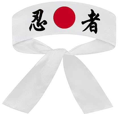 SUNRISE Japanese Sushi Chef Hachimaki Karate Headband - White Ninja