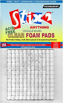 Stix2 Durchsichtig 3D Schaumstoffpads, Doppelte Doppelseitiges Klebeband, 144 blatt - 7mm x 7mm x 1mm