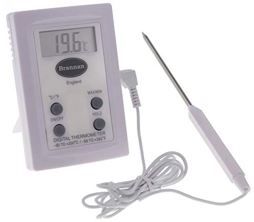 Brannan Digital Probe Thermometer with Max Min Temperature Memory Feature Wide Range Robust Stainless Steel Temperature Probe