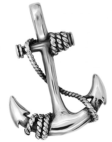 Anhänger Halskette Anker Anchor Edelstahl Herren Damen Kugelkette Lederkette Silber-nur-anhänger