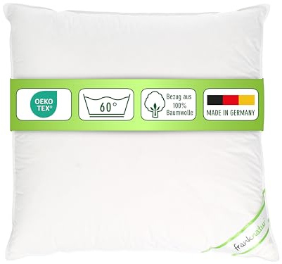 franknatur Kopfkissen 80x80 Kissen 15% Gänsedaunen Daunenkissen Svenja | mittelfestes Seitenschläferkissen, Füllung Gänsefedern und Daunen Klasse 1, Bezug 100% Baumwolle, waschbar, Oeko-TEX