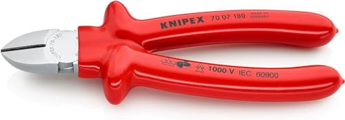 Knipex Tronchese Laterale per Meccanica Cromata, Isolati ad Immersione, Collaudati Vde 180 Mm 70 07 180