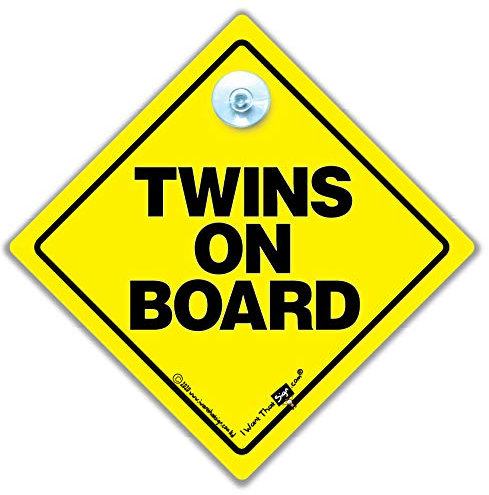 Zwillinge an Bord Autoschild, Schild, Bord, Baby A, Auto A Zeichen, Traditionelle Unisex Twins Baby-Schild, Stoßstange Aufkleber Baby, Aufkleber, A, Mutterschaft, Schwangerschaft