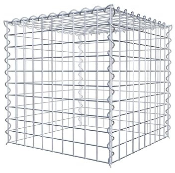 Panier de pierre gabion carré, mailles 5 x 5 cm, profondeur 50 cm, la culture Panier type 3, spirale Fermeture, galvanisé 50 x 50 x 50 cm
